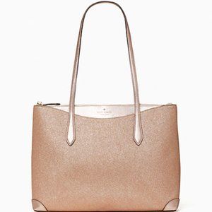 Kate Spade Shimmy Glitter Lola TOTE ROSE GOLD